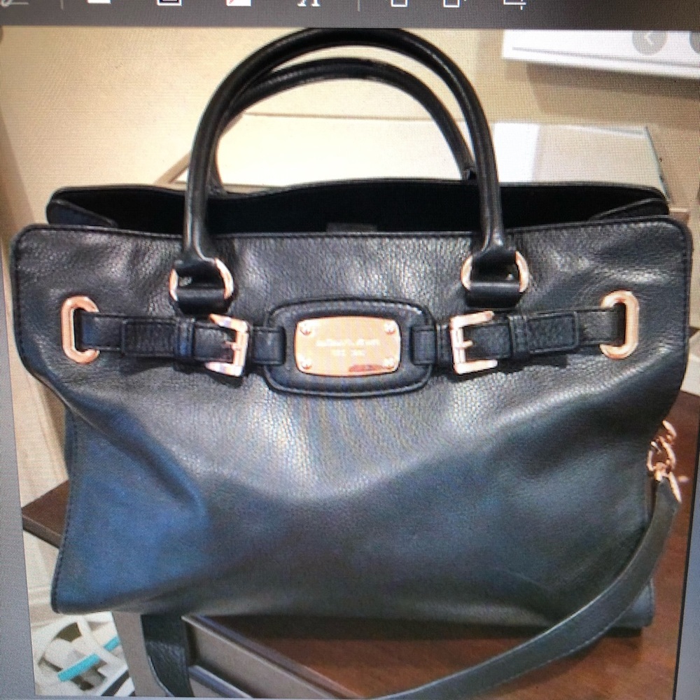Large Michael Kors Hamilton black leather bag